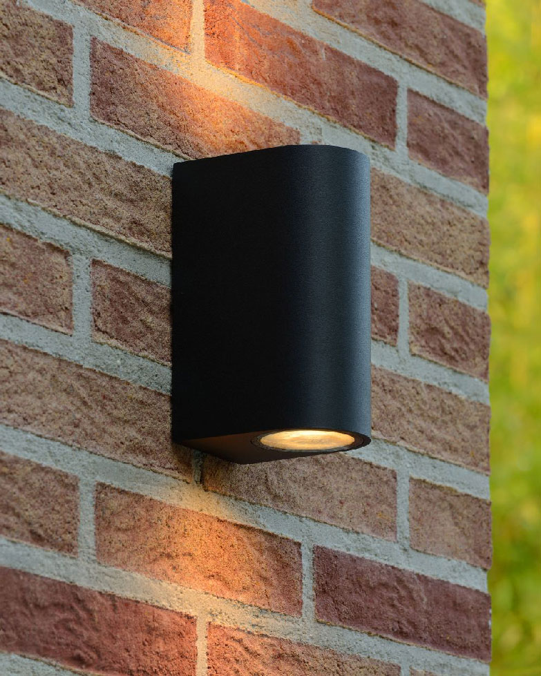 Lucide ZORA-LED - Outdoor Wall Spotlight - LED Dim. - GU10 - 2x5W 3000K - IP44 - Black